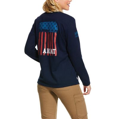 Ariat FR Americana - T Shirts Donkerblauw Dames - 13950-563